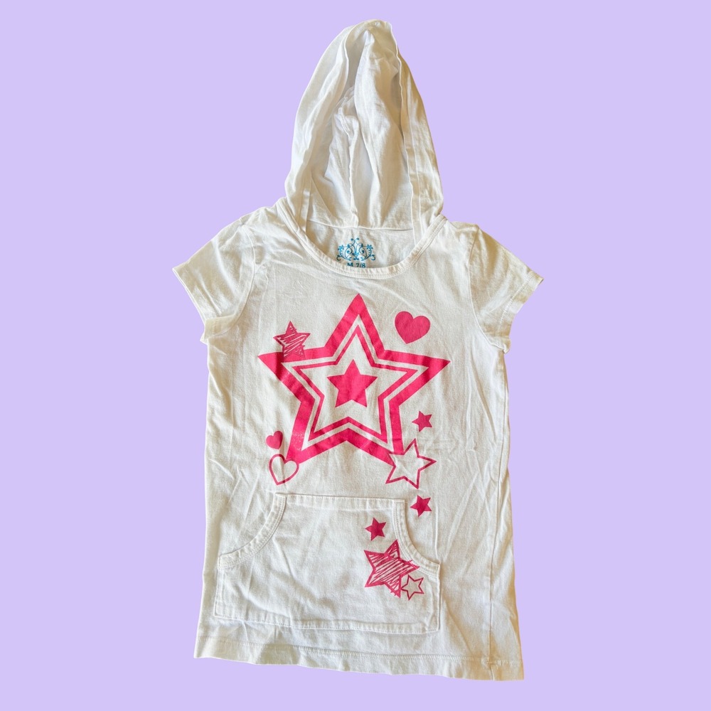 Y2K TCP Girls Glitter Star Hooded Short Sleeve Baby Tee Scene #18